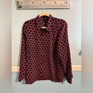 J. Jill Navy Blouse with Pink Link Pattern